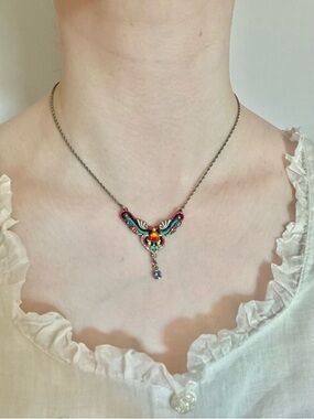 Firefly Multicolor Crystal Statement Necklace | Mosaic Boho Pendant